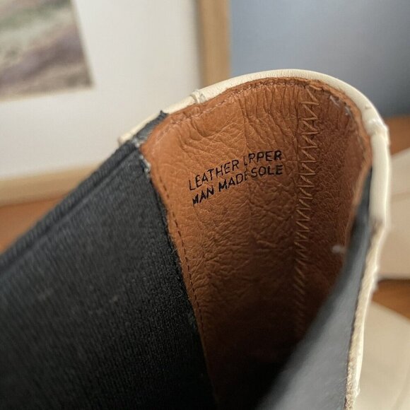 ANGEL ALARCON Made In Spain Leather Block Heel Chelsea Boots Cream - Picture 10 of 11